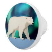 Cute Polar Bear and Northern Lights Keramische Knop (Rechts)