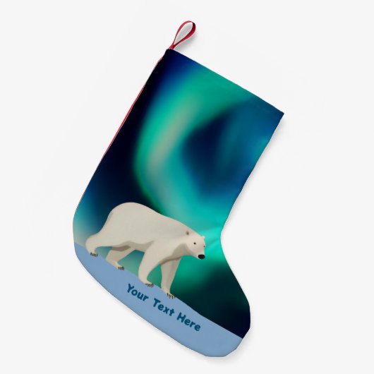 Cute Polar Bear and Northern Lights Kleine Kerstsok (Voorkant (Hangend))