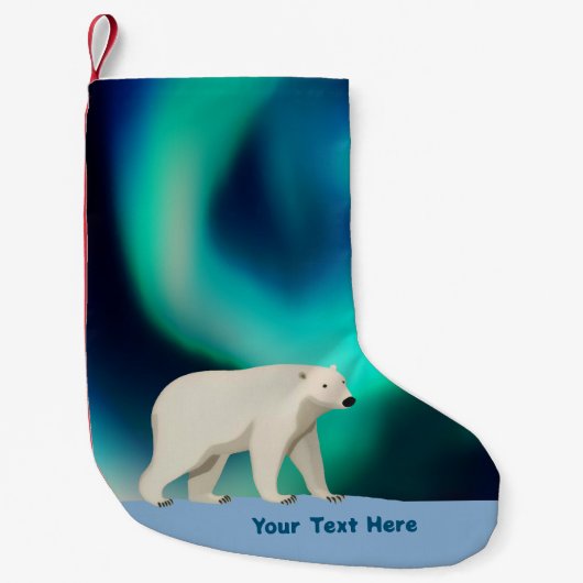 Cute Polar Bear and Northern Lights Kleine Kerstsok (Voorkant)