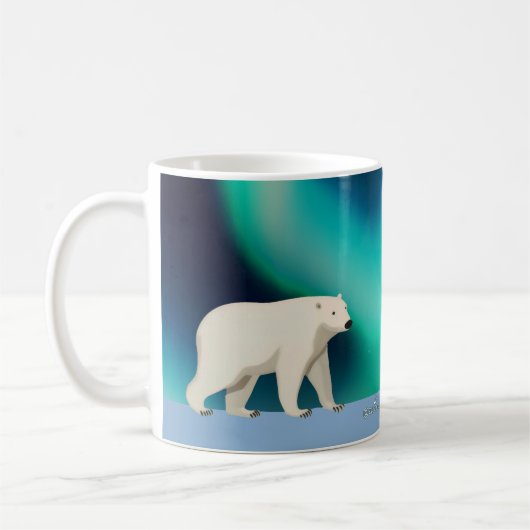 Cute Polar Bear and Northern Lights Koffiemok (Links)