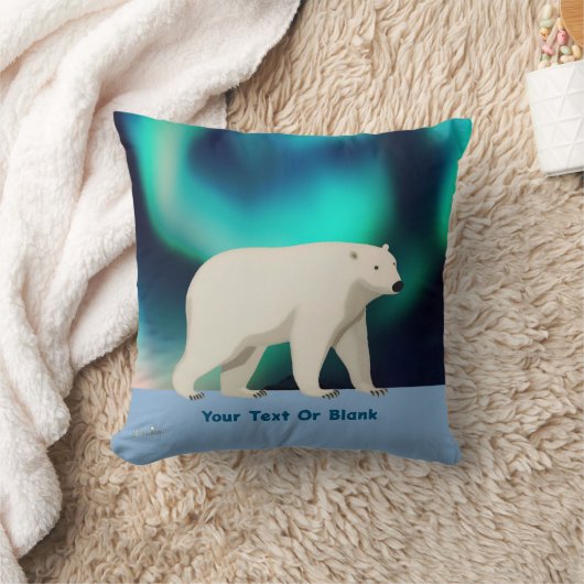 Cute Polar Bear and Northern Lights Kussen (Deken)