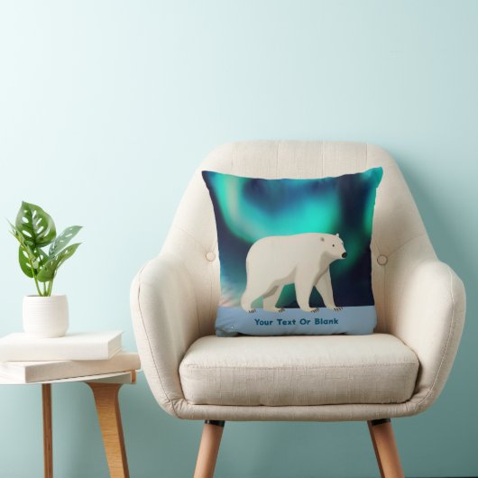 Cute Polar Bear and Northern Lights Kussen (Stoel)