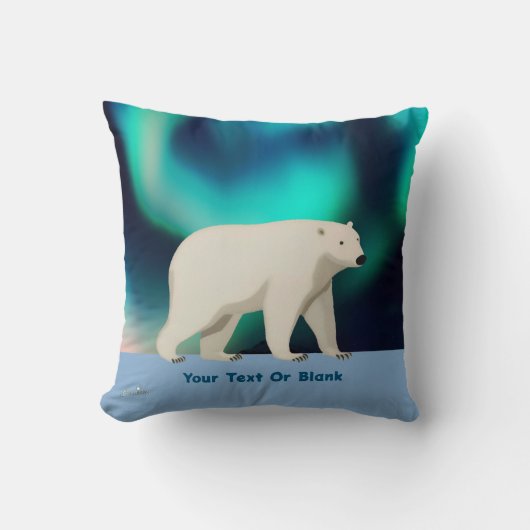 Cute Polar Bear and Northern Lights Kussen (Voorkant)