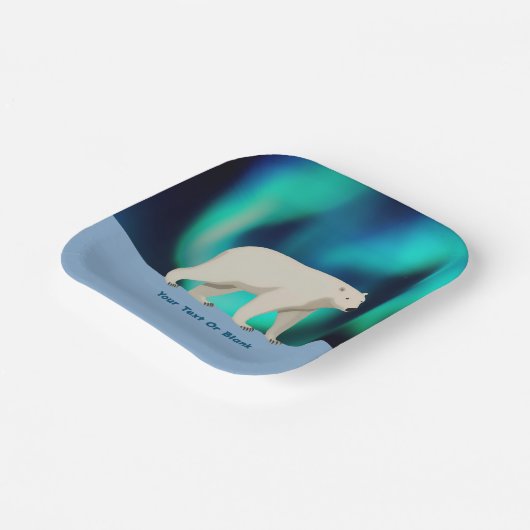 Cute Polar Bear and Northern Lights Papieren Bordje (Gebogen)