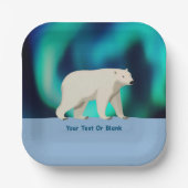 Cute Polar Bear and Northern Lights Papieren Bordje (Voorkant)
