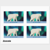 Cute Polar Bear and Northern Lights Rechthoekige Sticker (Vel)