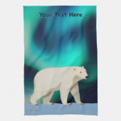 Cute Polar Bear and Northern Lights Theedoek (Verticaal)
