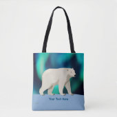 Cute Polar Bear and Northern Lights Tote Bag (Voorkant)