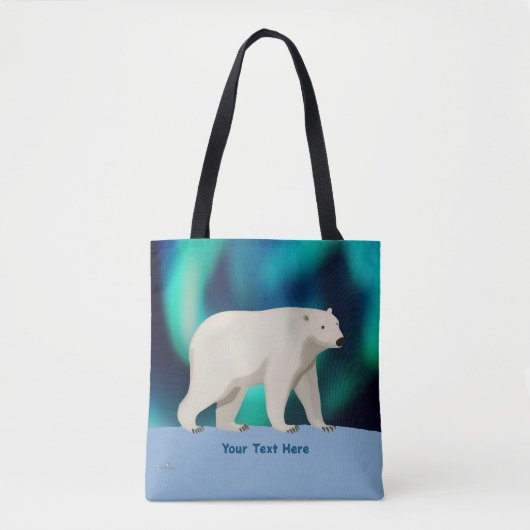 Cute Polar Bear and Northern Lights Tote Bag (Voorkant)