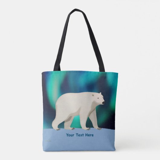 Cute Polar Bear and Northern Lights Tote Bag (Achterkant)