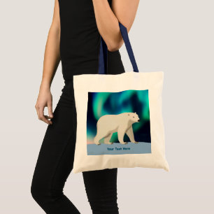Cute Polar Bear and Northern Lights Tote Bag