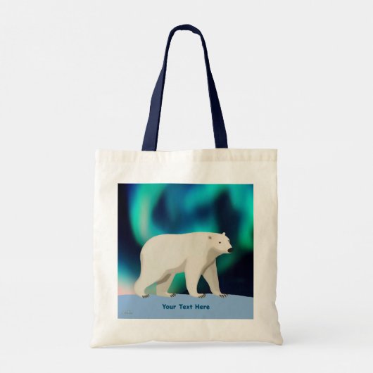 Cute Polar Bear and Northern Lights Tote Bag (Achterkant)