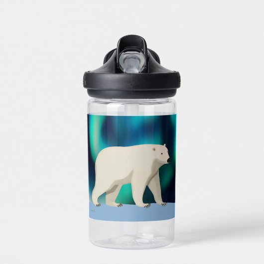 Cute Polar Bear and Northern Lights Waterfles (Voorkant)