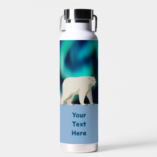 Cute Polar Bear and Northern Lights Waterfles (Voorkant)