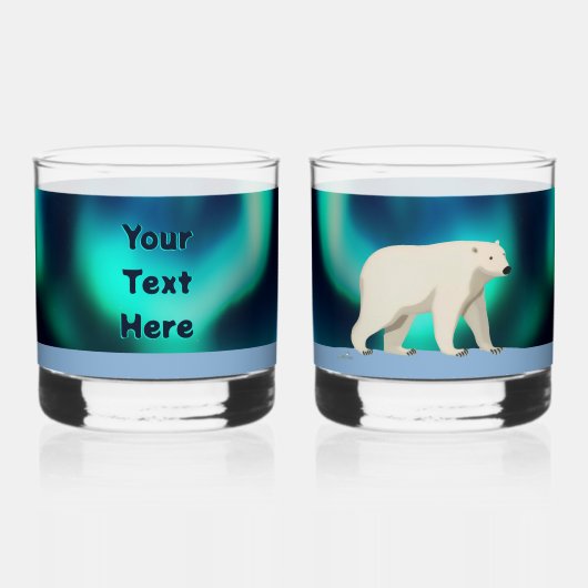 Cute Polar Bear and Northern Lights Whisky Glas (Achterkant)