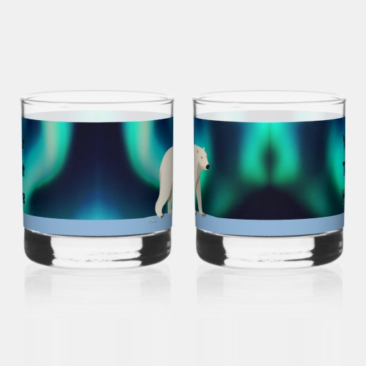 Cute Polar Bear and Northern Lights Whisky Glas (Rechts)