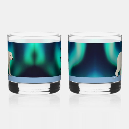 Cute Polar Bear and Northern Lights Whisky Glas (Links)