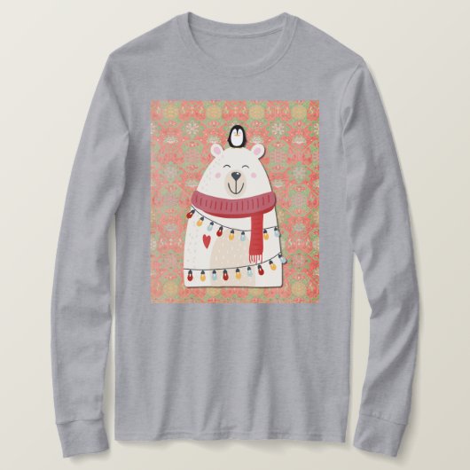 Cute Polar Bear and Penguin Christmas Holiday T-shirt (Design voorkant)