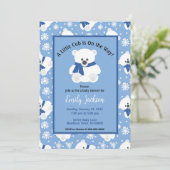 Cute Polar Bear and Snowflakes Baby Shower Kaart (Staand voorkant)