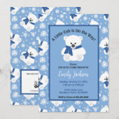 Cute Polar Bear and Snowflakes Baby Shower Kaart (Voorkant / Achterkant)