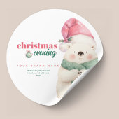 Cute Polar Bear Christmas Evening Candle Jar Label