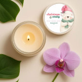 Cute Polar Bear Christmas Evening Candle Jar Label