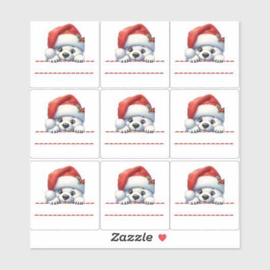 Cute Polar Bear Christmas Label (Vel)