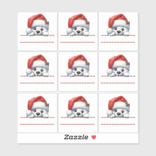 Cute Polar Bear Christmas Label (Vel)