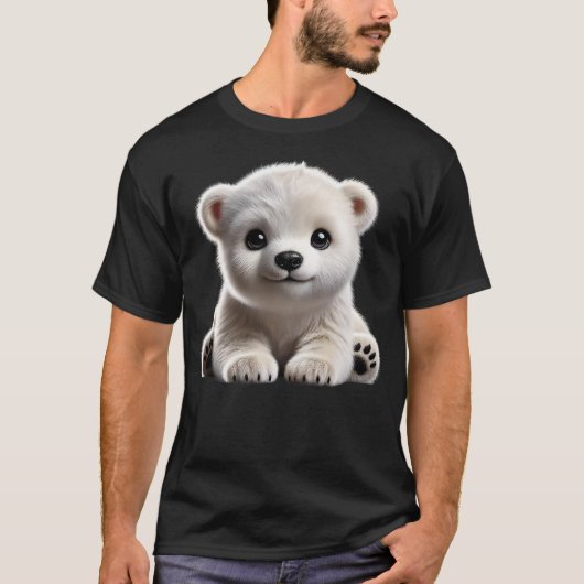 Cute Polar Bear Cub Design T-shirt (Voorkant)