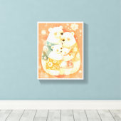 Cute Polar Bear Family Vertical Poster Wall Art Canvas Afdruk (Insitu (Houten vloer))