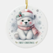 Cute Polar Bear First Christmas Keepsake Photo Keramisch Ornament (Voorkant)