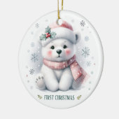 Cute Polar Bear First Christmas Keepsake Photo Keramisch Ornament (Links)