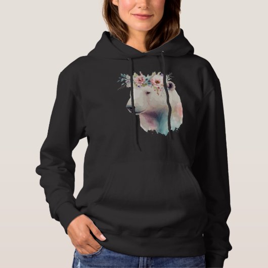 Cute Polar Bear Flower Crown Animal Hoodie (Voorkant)