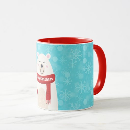 Cute Polar Bear Holiday Art Personal Mug Cup Mok (Voorkant rechts)