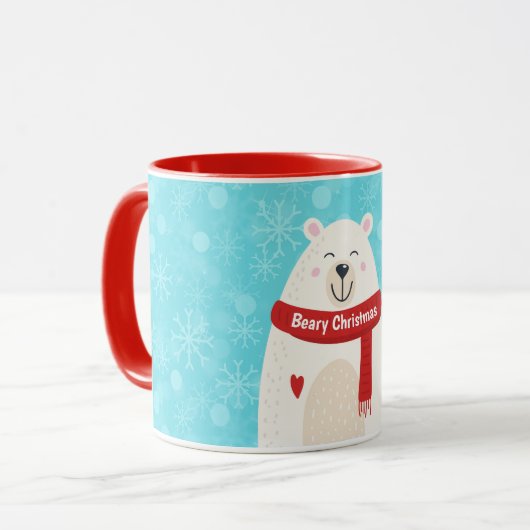 Cute Polar Bear Holiday Art Personal Mug Cup Mok (Voorkant links)