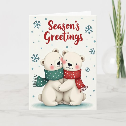 Cute Polar Bear Holiday Card Kaart (Voorkant)