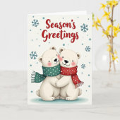 Cute Polar Bear Holiday Card Kaart (Gele Bloem)