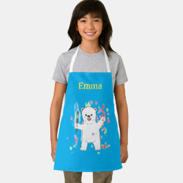 Cute Polar bear Kids Name Art Apron Schort