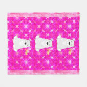 Cute Polar Bear Pink Floral Fleece Blanket (Voorkant (Horizontaal))