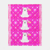 Cute Polar Bear Pink Floral Fleece Blanket Deken (Voorkant)
