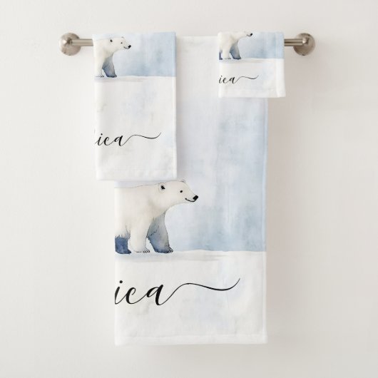 Cute polar bear script name bad handdoek (Insitu)