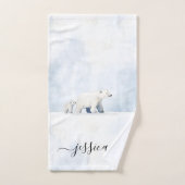 Cute polar bear script name bad handdoek (Handdoek)