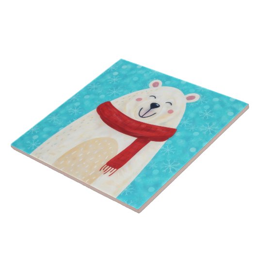 Cute Polar Bear Snow Winter Decorative Tile Tegeltje (Zijkant)