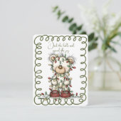 Cute Polar Bear Tangled In Christmas Lights Feestdagenkaart (Staand voorkant)