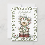 Cute Polar Bear Tangled In Christmas Lights Feestdagenkaart (Voorkant)