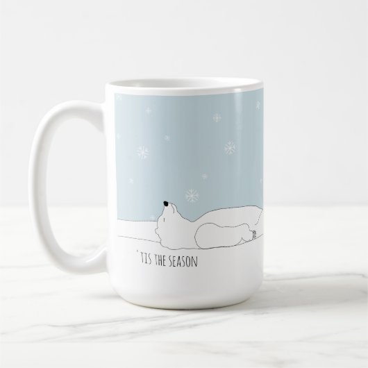 Cute Polar Bear 'tis the season Customizable Koffiemok (Links)