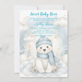 Cute Polar Bear Winter Baby shower Animal Blue Kaart (Voorkant)
