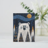 Cute Polar Bear Winter Scenery Nordic Christmas  Briefkaart (Staand voorkant)