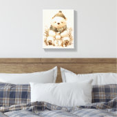 Cute Polar Bear With Snowman Canvas Nursery Decor (Insitu (Slaapkamer))