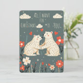 Cute Polar Bears Christmas Card Feestdagenkaart (Staand voorkant)